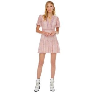 ASTR The Label Floral, Lace, Short Sleeved Pink Dress in Size XS